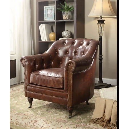 Vintage Dark Brown Leather - Comfy Chair, Vintage Dark Brown Top Grain Leather