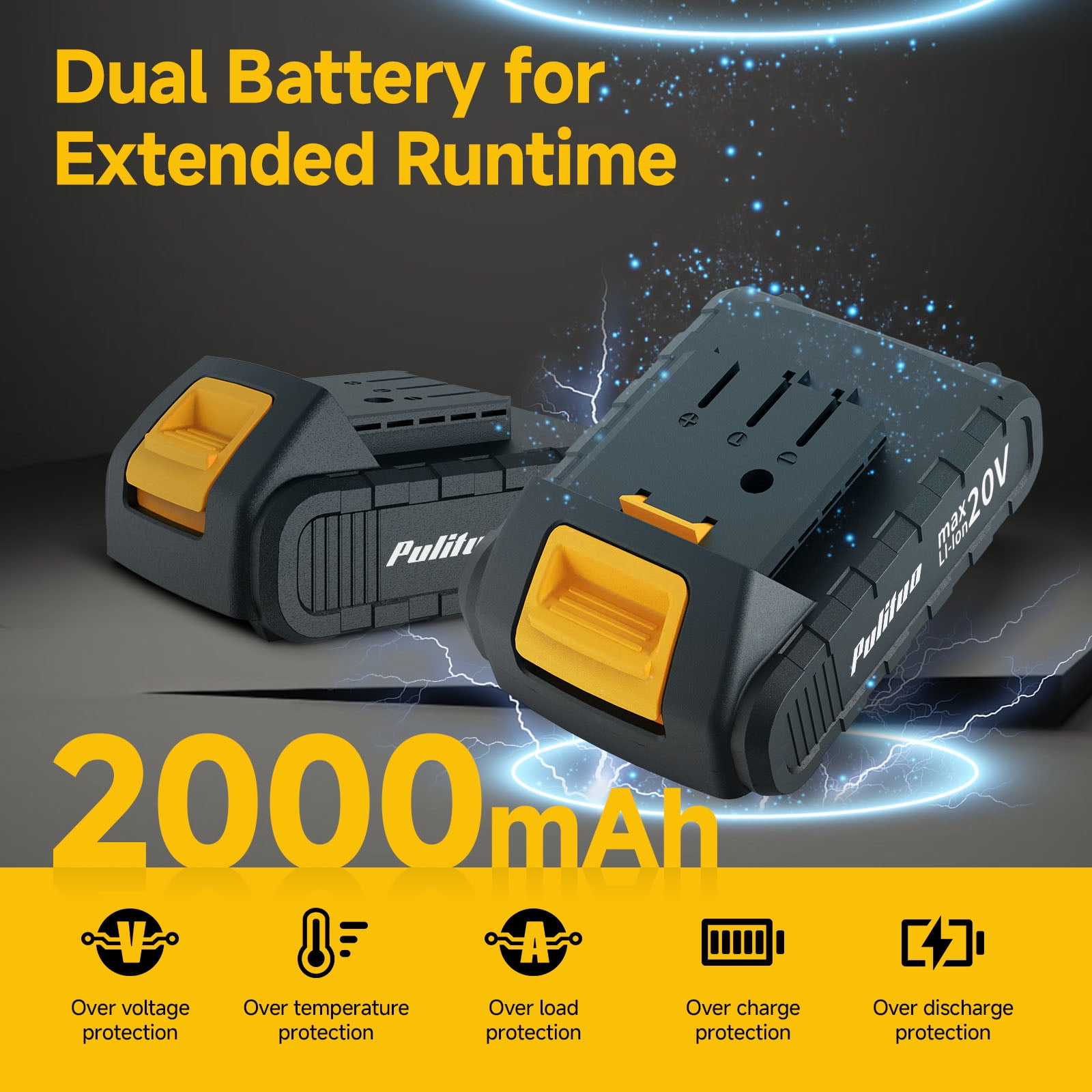 Pulituo 20V Cordless Drill Driver Kit, Home Tool Set with 20V Lithium-Ion Drill, 2pcs Battery, 120PCS All-Purpose Kit, 21+1 Torque, 2-Speed, DIY & Home Repairs Yellow