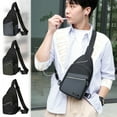 thumbnail image 1 of Bolsa bandolera para hombres y mujeres - Mochila multiusos para senderismo, bolsa mensajera de 30L con salida para auriculares, negra/gris/verde, 1 of 9