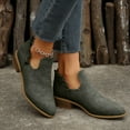 thumbnail image 2 of Women's Ankle Boots Slip on Chunky Heel Cutout Short Booties Suede Dress Western Fall 2025 Work Shoes, 2 of 8
