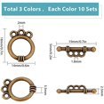 thumbnail image 2 of 1 Box 30Sets 3 Colors Tibetan Style Alloy Toggle Clasps Silver Bulk Bracelet Toggle Clasp Round Toggle Buckle for Jewelry Making Charm Bracelets Necklace Accessories Craft DIY Supplies, 2 of 5