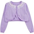 thumbnail image 3 of Doomiva Little Girls' Cropped Sweaters Tops Button Closure Bolero Cardigan Shrug Knitwear B Light Purple 100, 3 of 7