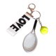 thumbnail image 2 of Llavero con forma de raqueta de tenis, regalo para Año Nuevo, San Valentín, bolso, mujeres y hombres. Blanco plateado, 2 of 9