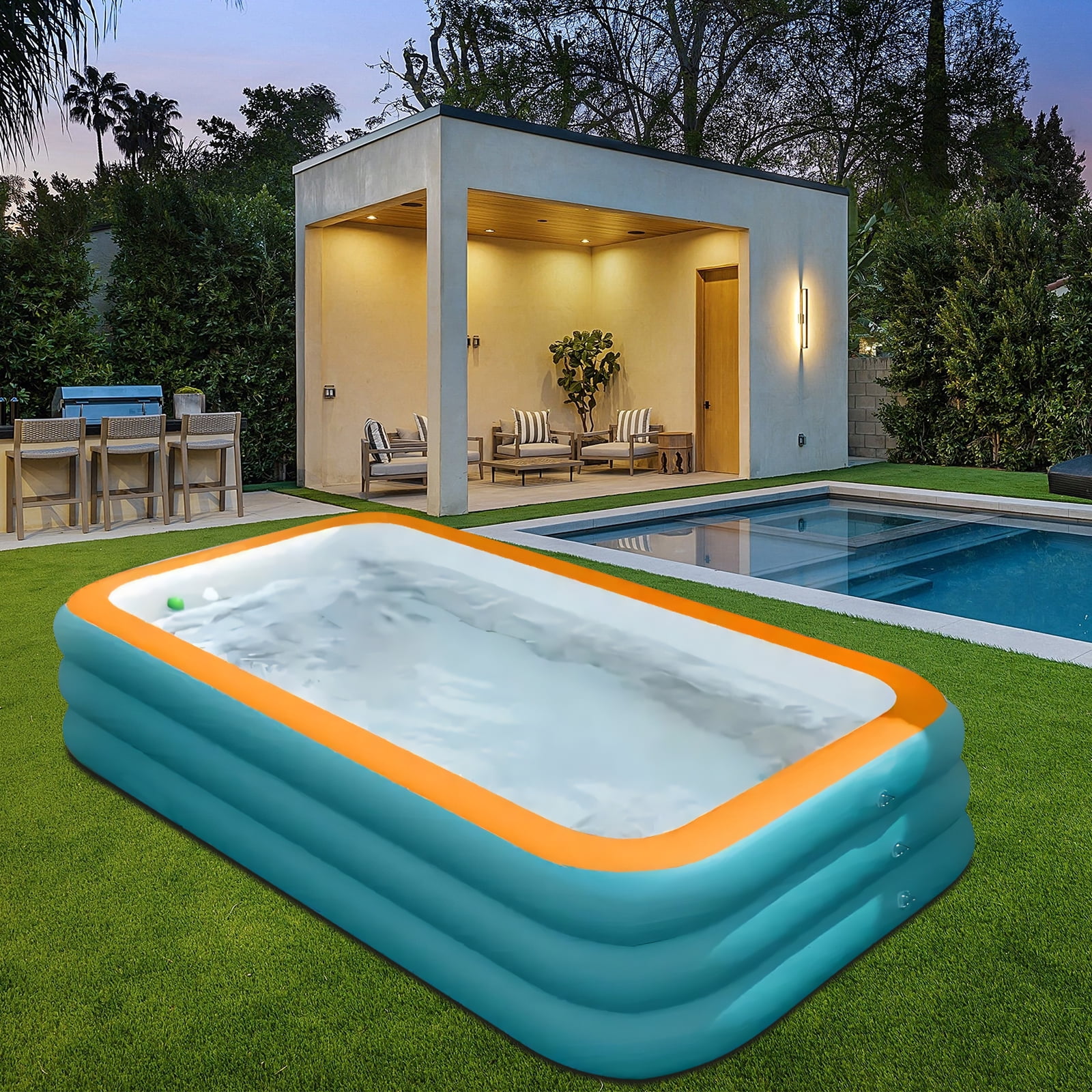 DAZLUTE Inflatable Pool, 71" X 51" X 22" Above Ground Pools, Kiddie Pool Thickened Blow up Swimming Pools Play Center for Kids Children Family Outdoor Garden Backyard