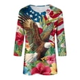 thumbnail image 6 of UngA American 250 Anniversary Shirt Womens 3/4 Sleeve American Flag T-Shirts Crew Neck 4th of July Summer Graphic Tee Tops (Wine,S), 6 of 8