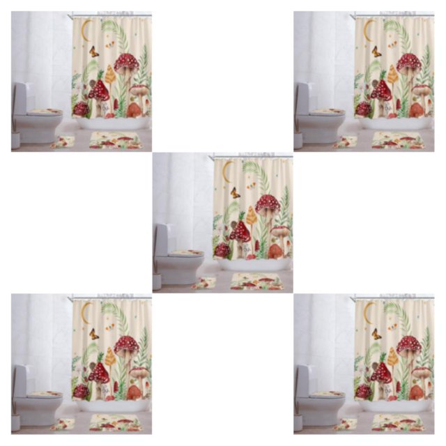 Bewildely Cortina de ducha de hongo única de poliéster para baño de moda Cortina de ducha duradera para baño Cortinas de baño MUSH-1 120 * Type2 NO2