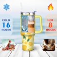 thumbnail image 4 of 40oz Tropical Pineapple Pattern Stainless Steel Flip Straw Tumbler Spill Proof Travel Cup Double Wall Vacuum Insulated Coffee Mug with Top Handle, 4 of 6