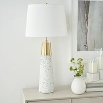 Nourison 29"  Elegant White/Gold Terrazzo Table Lamp, Contemporary, Modern, Glam for Bedroom, Living Room, Office, End Table, Coffee Table