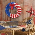 thumbnail image 5 of Patriotic Wreath 4th of July Wreath for Front Door Red White Blue Foam Roses Round Wreath with Independence Day Burlap Bow for Memorial Day Veterans Day Indoor Outdoor Hanging Decoration, 5 of 6
