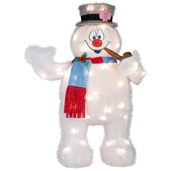 Gemmy Holiday Tinsel Yard Sculpture Frosty w/Pipe 28" WB, Multicolored