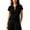 Black, variant on Women's Collared Short Sleeve Shirts Summer Slimming Ribbed Button Down Blouse Lightweight Plain Daily Wear Tops Black