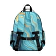 thumbnail image 3 of Blue Marble Gold Wave Pattern Backpack for School,Cute School Bag,Schoolbag with Adjustable Shoulder Straps & Padded Back,15.25"x11.5"x5.25", 3 of 5