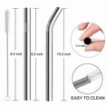 thumbnail image 2 of Sinvic Jumbo Smoothie and Milkshake Reusable Metal Straws, 10mm Wide for Boba, 8.5 Inch Long for 30oz Tumbler, Stainless Steel, 3 Straight and 3 Bent with 1 Cleaning Brush, 2 of 7