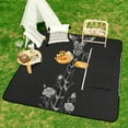 thumbnail image 6 of Black And White Ink Flower Picnic Blanket Waterproof Outdoor Beach Blanket Hand-held Pad Suitable for Travel, Camping, Beach, Family Gatherings, 6 of 7