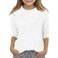 thumbnail image 2 of Duqingm Long Sleeve Tshirt Girls Long Sleeve Shirts Soft Crewneck Long-Sleeve T-Shirts Basic Tees Tops for Girls White,6-7 Years, 2 of 4