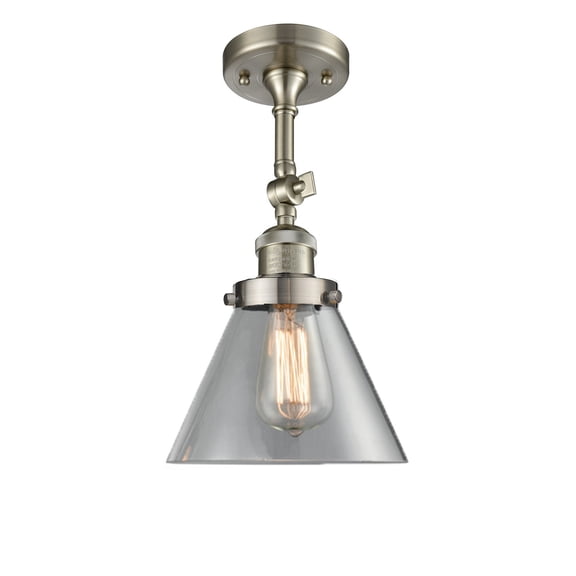Innovations 201F-SN-G42-LED Transitional One Light Semi-Flush Mount from Franklin Restoration collection in Pewter, Nickel, Silver finish,