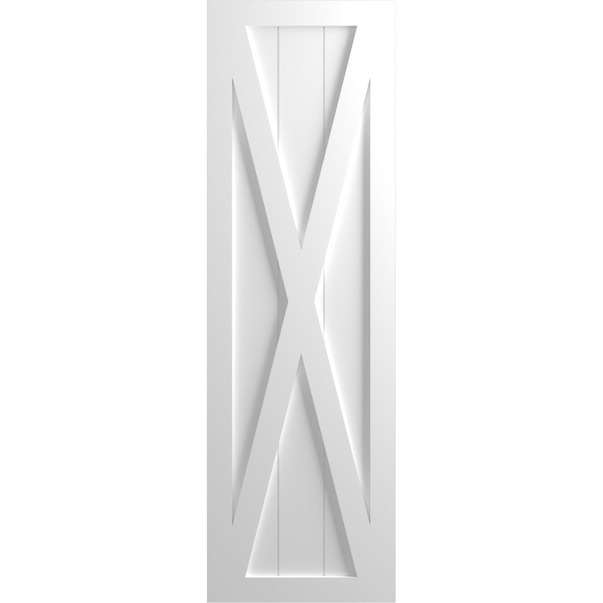 Ekena Millwork 15"W x 65"H True Fit PVC Single X-Board Farmhouse Fixed Mount Shutters, White (Per Pair - Hardware Not Included)