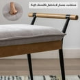 thumbnail image 3 of DUOMAY Modern Rectangle Ottoman Bench with Arms and Metal Legs, Mid Century Chenille Fabric Dining Table Bench Footstool Entryway Shoe Bench for Dining Room Bedroom Living Room, Grey, 3 of 8
