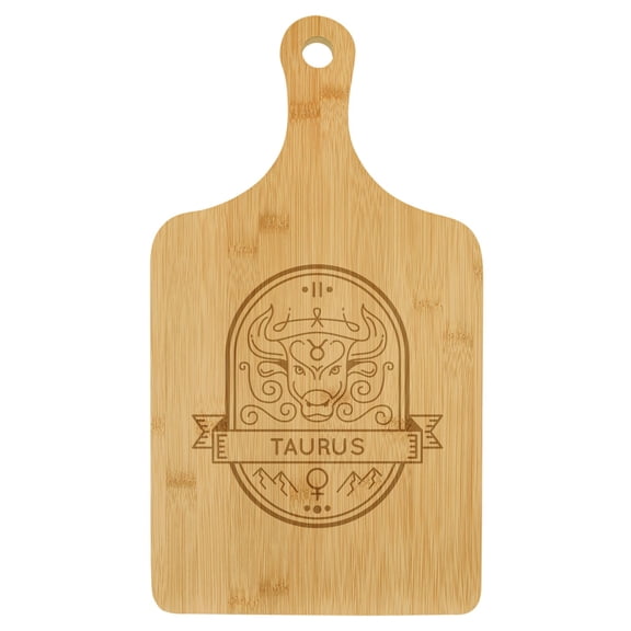Charcuterie Board With Handle Cheese Board Bamboo Cutting Board Gift Mystical Zodiac Horoscope (Taurus, Standard 15.5 x 9)