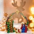 thumbnail image 4 of Nativity Scene Statue 1 Set Decorative with LED Light Fashion Christmas Holy Family Statue Garden Lawn Backyard Party, 4 of 4