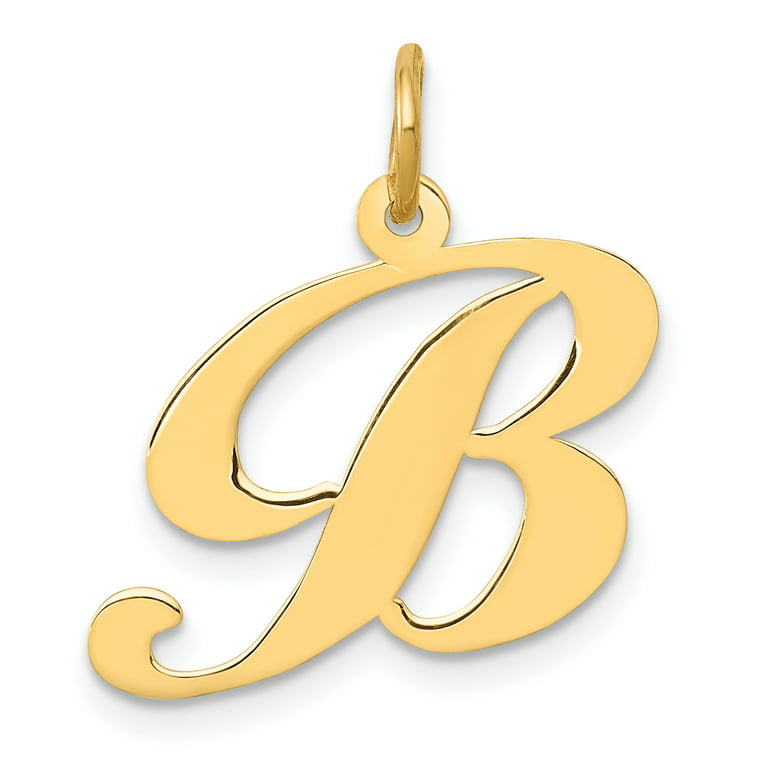 14k Yellow Gold Script Letter B Initial Monogram Name Charm