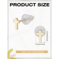 1 set 1Pair Brass Cross Stud Earrings Real 14K Gold Plated Dainty Stud Earrings Cross Piercing Cartilage Earring Hoops and Studs for Women Elegant Gifts Personalized Jewelry 5.5x3.5mm