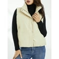 thumbnail image 2 of TheFound Women's Sleeveless Vest Coat, Solid Color Zip-Up Button Side Pockets Mock-Neck Tops, Casual Simple Style Outerwear, 2 of 9
