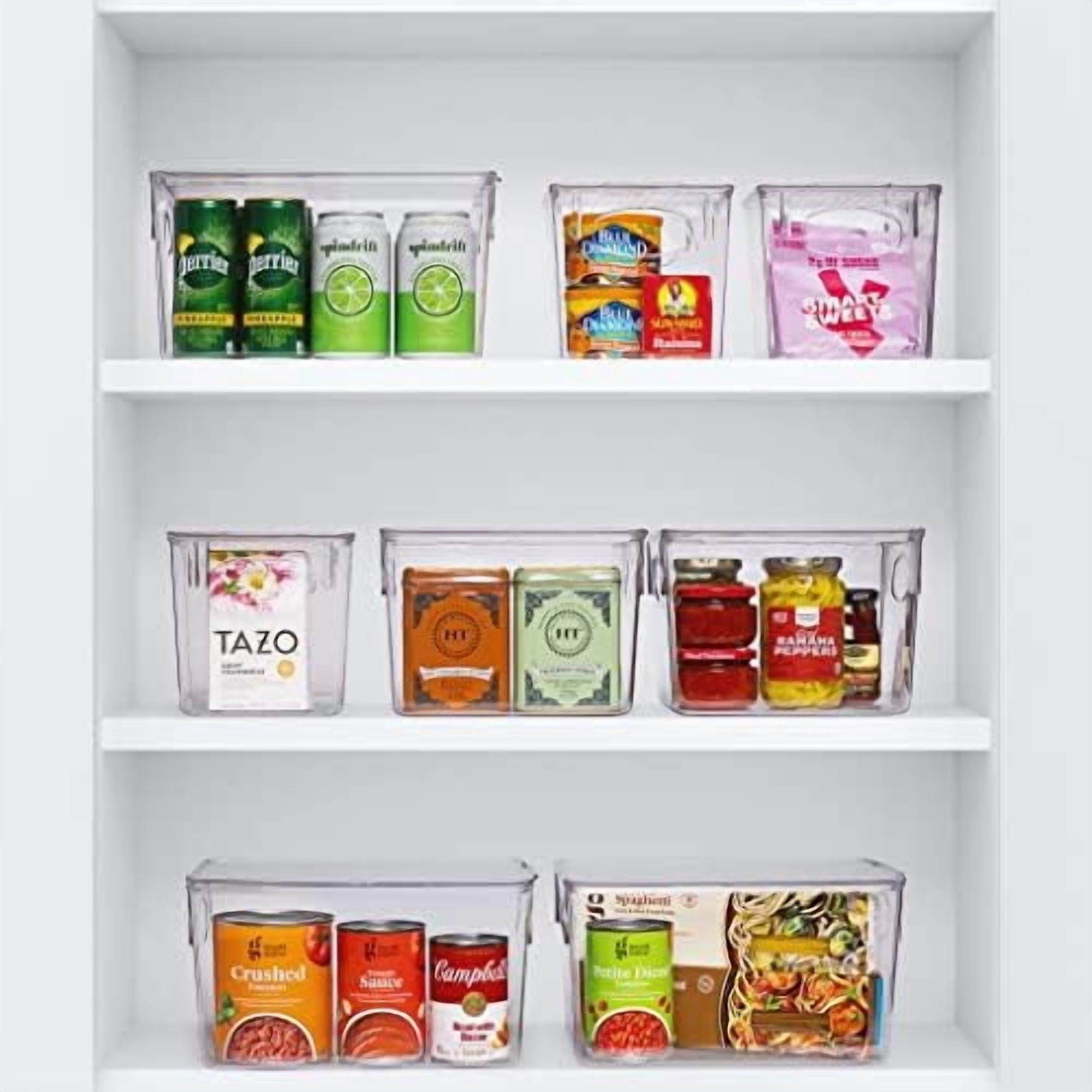 Small Clear Plastic Storage Bins for Shelves, Clothes, with Handle - Clear Storage Bins, Drawer, Shelf, Closet, Pantry, Fridge, Freezer Organizer Bins, Closet Organizers and Storage (8 pack)