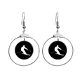 thumbnail image 1 of Black Winter Sport Skiing Outline Earrings Dangle Hoop Jewelry Drop Circle, 1 of 3