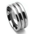 thumbnail image 2 of Men's 9MM Comfort Fit Titanium Wedding Band Grooved Dome Ring (Size 7 to 14), 2 of 3