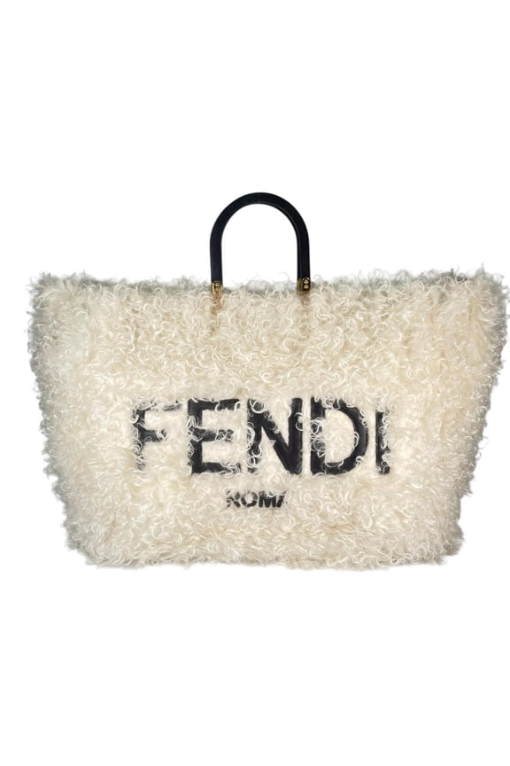Pre-Owned FENDI Sunshine Shopper Tote Bag, White, Women's