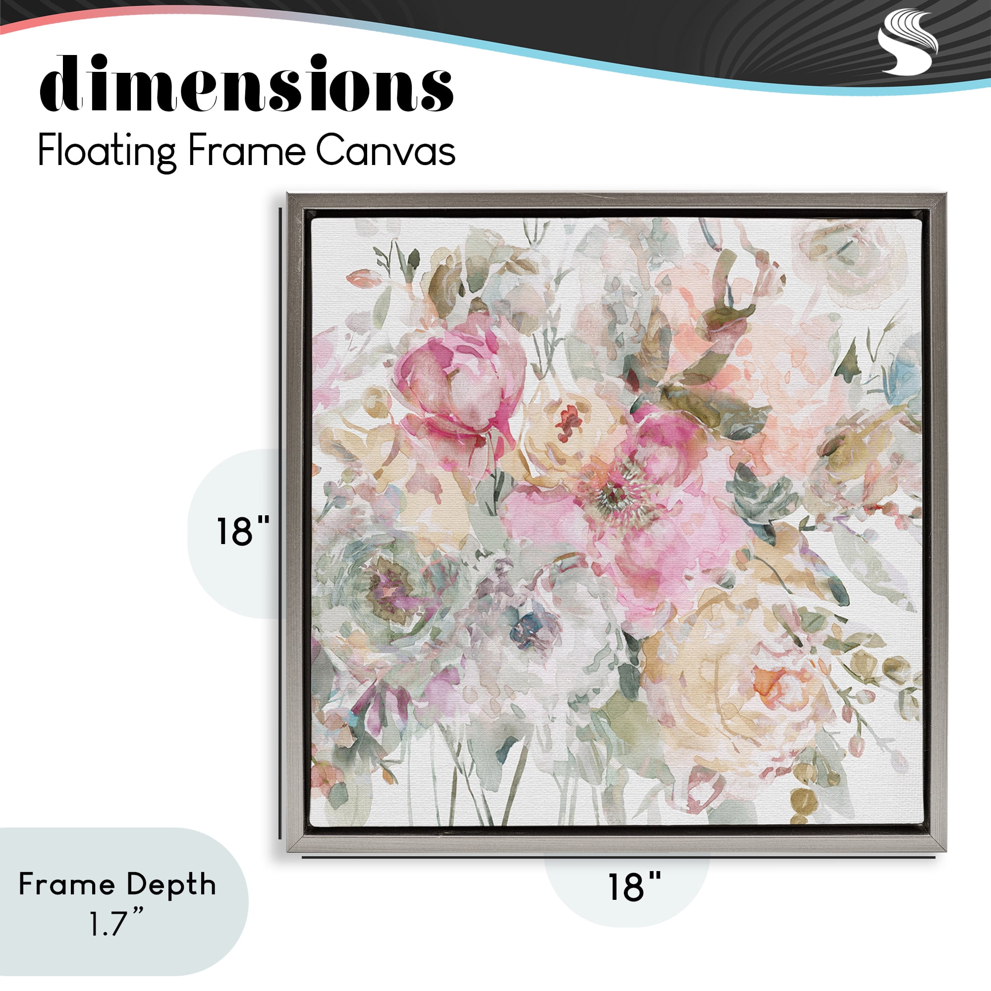 Stupell Industries Romantic Pastel Petals Gray Framed Floater Canvas Wall Art, design by Carol Robinson