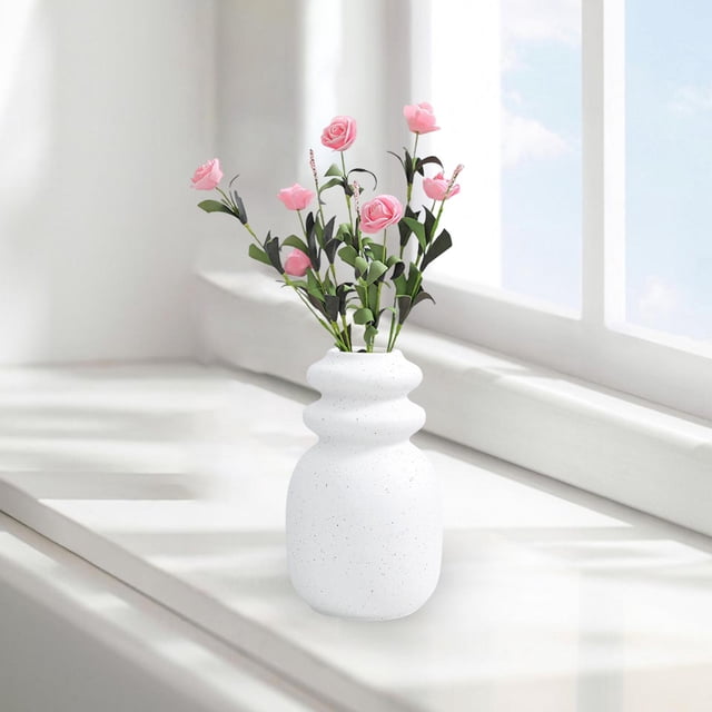 Jarrones de cerámica Macarena Floreros decorativos blanco 23,5 cm x 5 cm x 5 cm