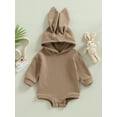 thumbnail image 2 of Diconna Infant Baby Boy Girl Easter Clothes Bunny Romper Rabbit Ear Hoodie Bodysuit My First Easter Outfit Khaki 12-18 Months, 2 of 8