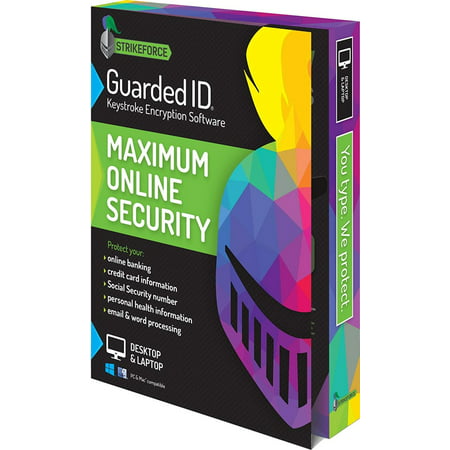 GuardedID Anti-Malware Cleaner Anti-Virus Removal and Keystroke Encryption Software - 1 Year for 2 Devices - Compatible with PC & Mac, GuardedID keystroke.., By STRIKEFORCE