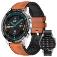 thumbnail image 1 of Reloj inteligente FILIEKEU Leather para hombre Android iOS con frecuencia cardíaca, 1 of 7
