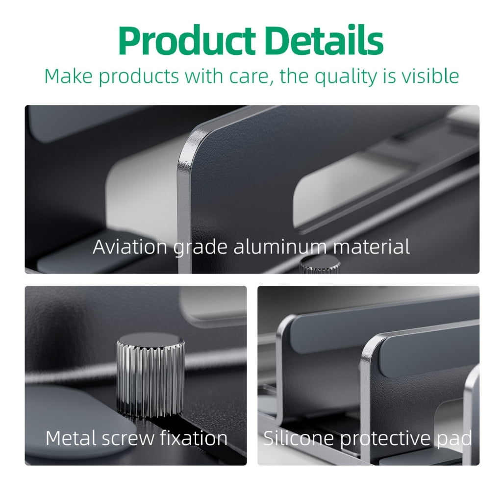 Adjustable Vertical Laptop Stand for Desk, Space Efficient Aluminum Notebook Holder for Multiple Devices