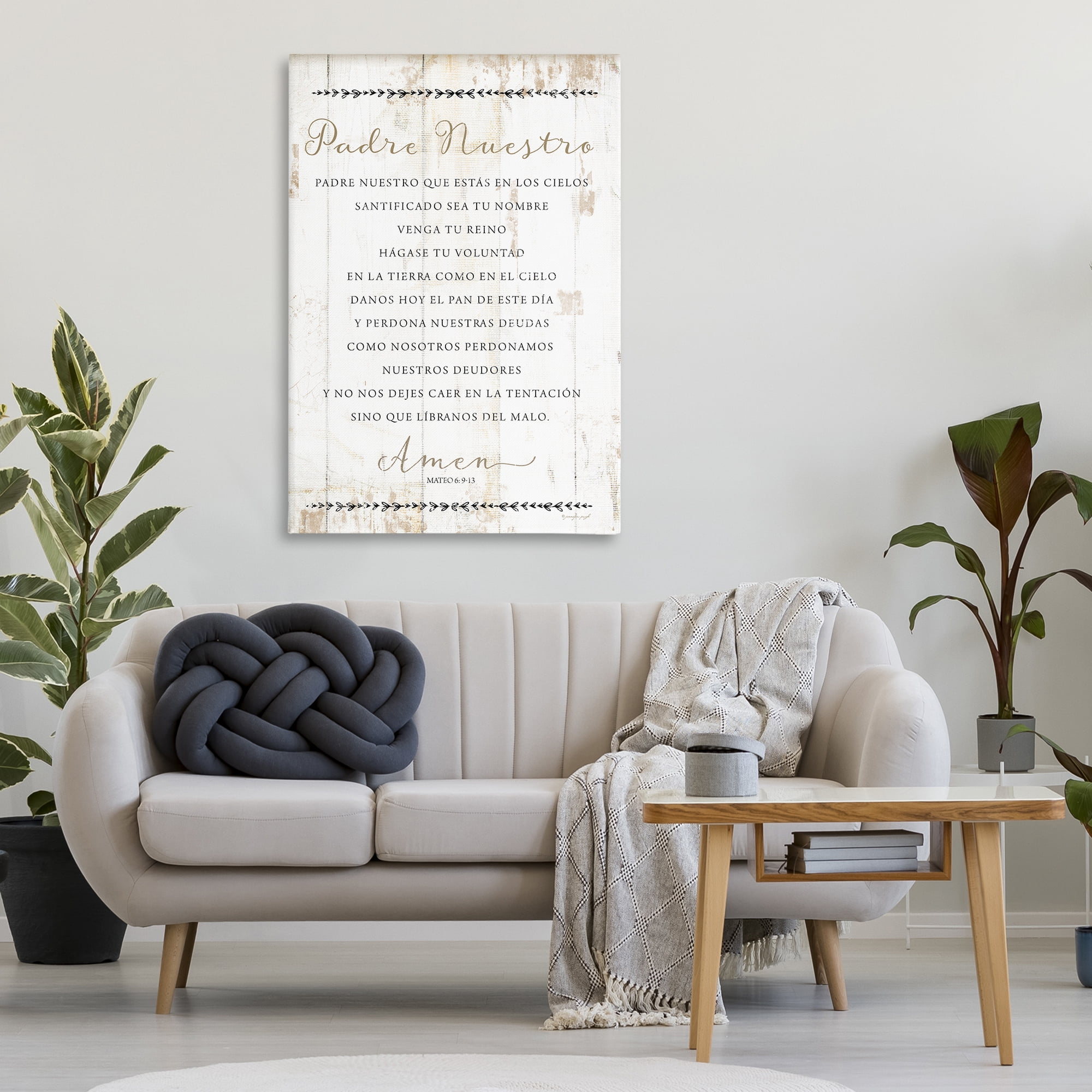 Stupell Industries Padre Nuestro Oración Religious Quotes and Sayings Painting Wrapped Canvas Art Print Wall Art, 45 x 30
