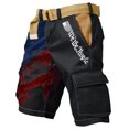 thumbnail image 2 of Men's Casual Cargo Shorts, We The People USA Flag Design Multi-Pocket Work Shorts, Summer Daily Wear Trousers Black XL, 2 of 3