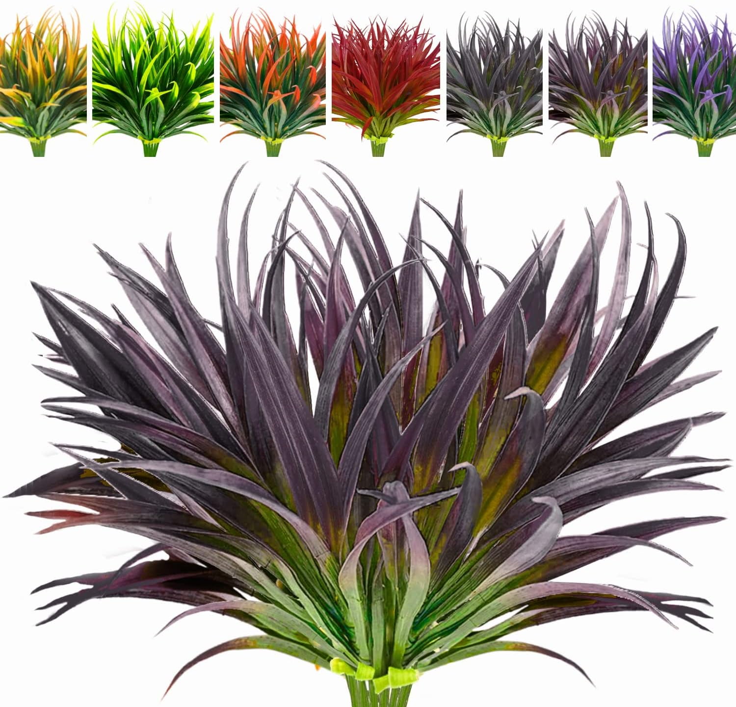 8 Pcs Outdoor Fake Plants UV Resistant Artificial Tropical Plants Flowers Faux Garden Grass Plants Décor Fall Winter Summer Planters Patio Front Door Porch Plastic Bushes & Shrubs Decoration