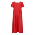 thumbnail image 5 of Sakmal Plus Size Summer Dresses Solid Basic Short Sleeve Red Comfort Fit Long Shift Dress, 5 of 6