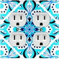 thumbnail image 1 of Metal Light Switch Plate Cover Neon Blue Mandala Flower Tile Pattern MDL033, 1 of 13