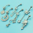 thumbnail image 2 of MesaSe 6Pcs Belly Button Ring 14G Dangle Navel Rings Opal Pearl CZ Piercing Jewelry, 2 of 7