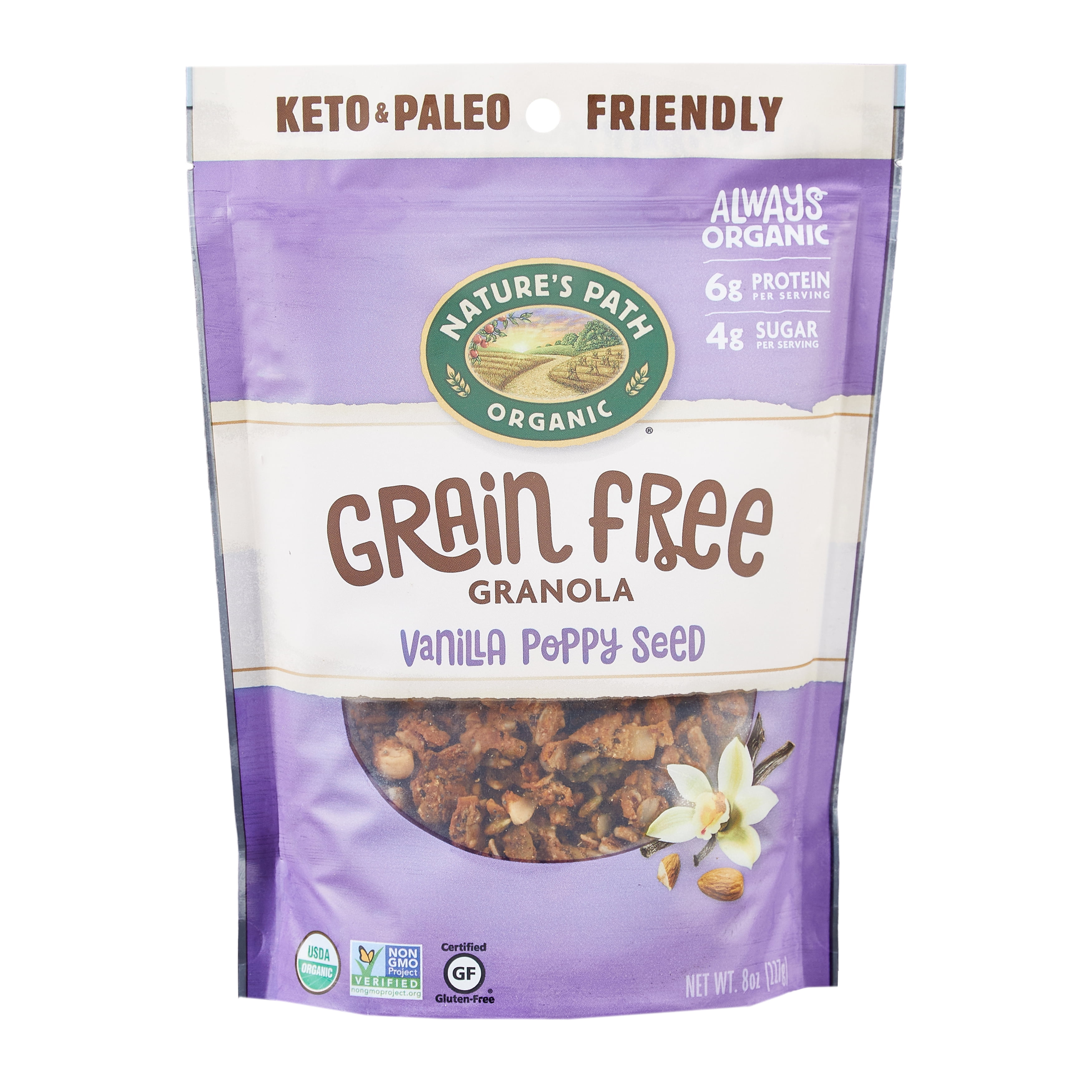 Nature's Path Organic, Granola, Gluten Free, Grain Free, Vanilla Poppy Seed, 8 oz