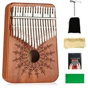 Angle View: Kalimba 17 Keys Thumb Piano,Mbira Sanza Wood Finger Piano,Portable Musical Instrument with Tuning Hammer & Study Instruction,Birthday Gift for Adult Kids Beginners Professional