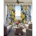 thumbnail image 4 of Yellow Lemon Blackout Curtains 96 Inches Long for Bedroom, Middle Century Blue Italian Textured Thermal Insulated Room Darkening Black Out Window Curtain Panels Grommet Drapes for Living Room, 4 of 8