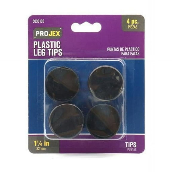 Projex 5036105 1.25 in. Plastic Leg Tip - Round, Black - Pack of 4
