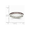 thumbnail image 6 of White Stainless Steel Ring Band with Stones (06) June Cubic Zirconia CZ Pink, 6 of 6
