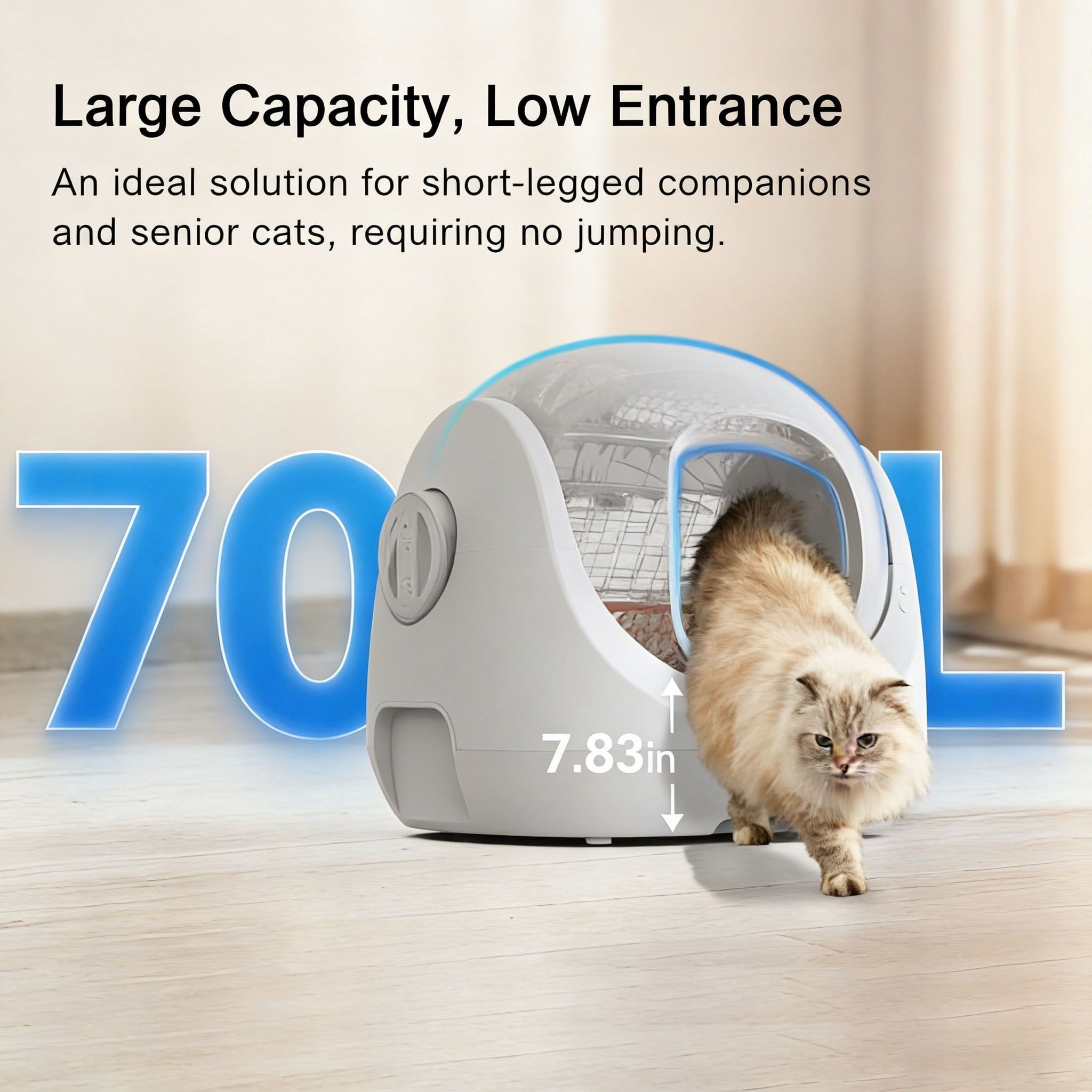 CATLINK Automatic Litter Box, Self Cleaning Cat Litter Box, Odor Removal, APP Control, Large Litter Box for Multi Cats, 70L