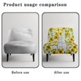 thumbnail image 5 of ZIATUBLES Armless Chair Slipcover Stretch Spandex Fabric Accent Chair Covers without Arms Removable Furniture Protector with Elastic Bottom for Living Dining Room Hotel, Sunflower Gray Wood Grain, 5 of 7